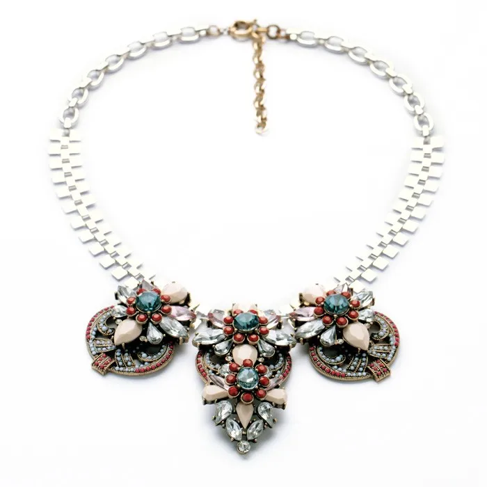 

xl00911 Gem Stone Chunky Statement Women Necklaces Tribal Jewelry