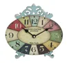 home decor ellipse shape wooden desktop clock --red & black