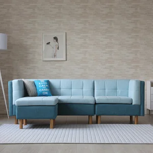 Nordic Two Color Fabric Sectional Corner Sofa
