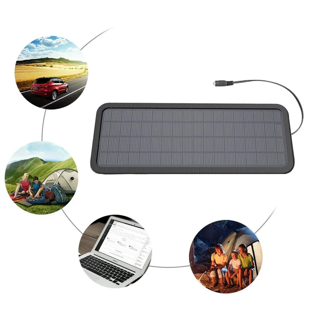 Get Quotations · 18V 12V 10W Portable Solar Panel Battery Charger for Car  battery or other 12V Rechargeable Devices
