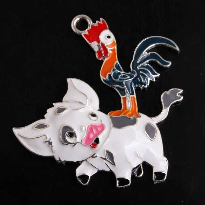 

RP-126 Alloy Pig Custom Enamel Chunky Pendant Charms for Kids Necklace Bubblegum Jewelry 52x50MM