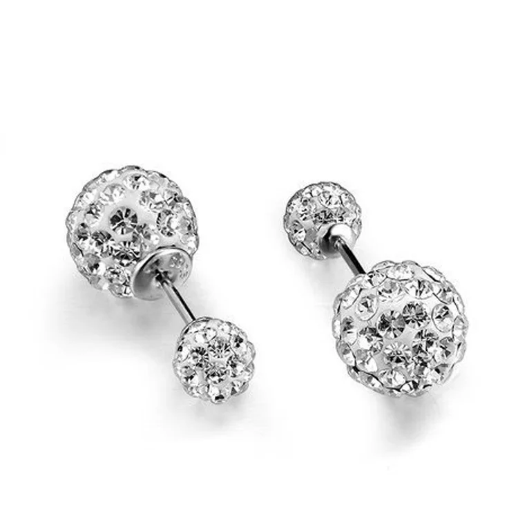 

Wholesale production new design 925 sterling silver spherical with zircon earrings