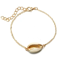 

new arrivals 2019 Amazon Hot personalized gold plated thin chain cowry seashell charm bracelet set for women and girl