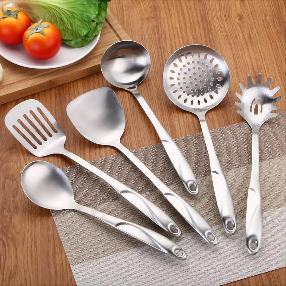 

2019 NEW!!! Shiny Stainless Steel 304 6pcs Cooking Tool Kitchenware Set, Silver