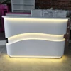 Unique design LED light solid surface beauty salon reception counter/desk