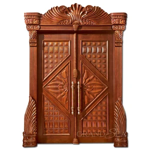 Antique Carved Fashion Front Double Solid Teak Wood Main Door Designs Double Door