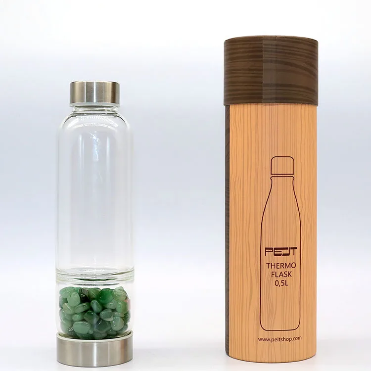 

Natural Crystal Gravel Energy Healing Elixir Crystal Gem Crystal Glass Water Bottle, Customized color