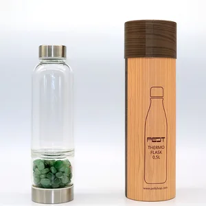 Image of Natural Crystal Gravel Energy Healing Elixir Crystal Gem Crystal Glass Water Bottle