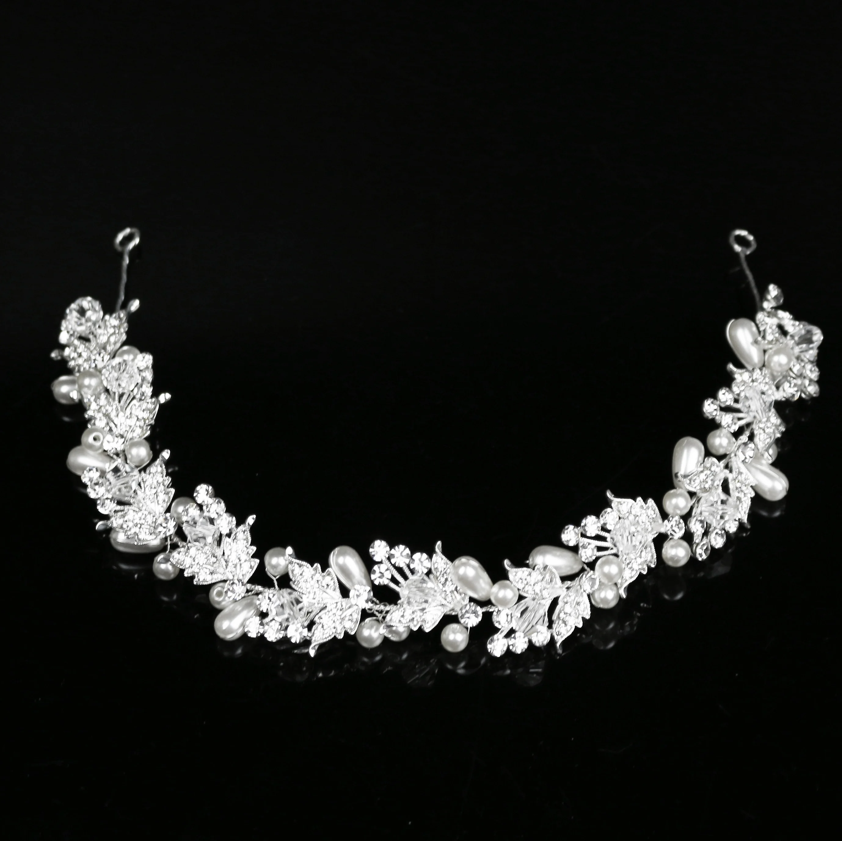 

SG0848 Silver Pageant Leaf Crystal Bridal Hair Accessories Pearl bridal wedding 2019