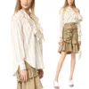 Clothes Ladies One Ruffle Shoulder Long sleeve Latest Formal Skirt Blouse Patterns For Ladies OEM Clothes Manufacturer