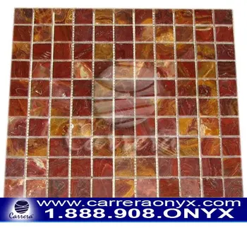 1 X1 Exotic Red Onyx Stone Polished Mosaic Tile Sheet Marble Red Onyx Stone Polished Mosaic Tile