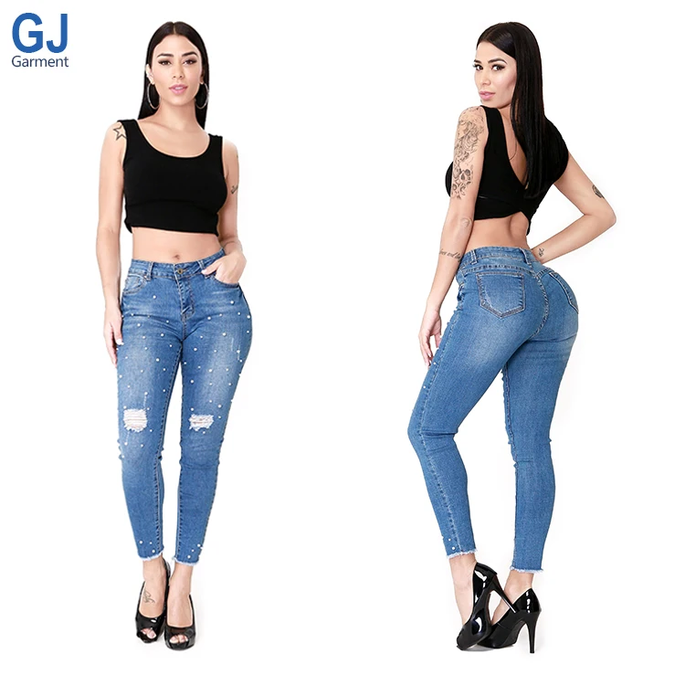 

Guangzhou Factory Calcas Pantalones Femenina Butt Lifter China Manufacturers OEM Manufactures Of Cheap Price Butt Lift Jeans, Blue