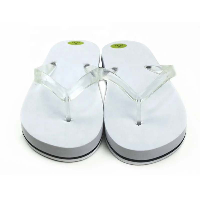 Transparent Clear Flip Flops Pvc Strap Summer Embossed Lady White Plain