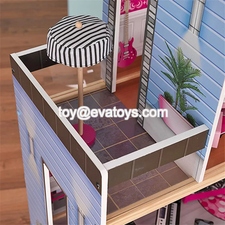 New Style 30 Furniture Pieces Children Wooden Giant Doll House For