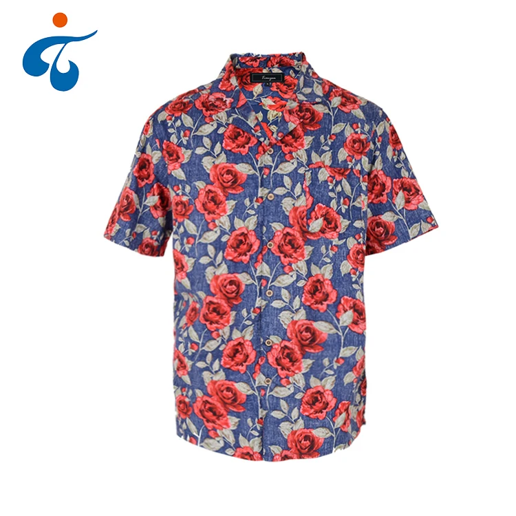 

Best selling fashion comfortable colorful flower bangkok hawaiian viscose shirt men