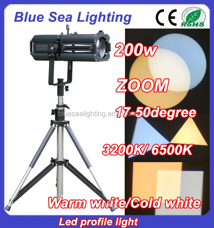 CE FCC 200w white LED studio light with zoom theatre lights