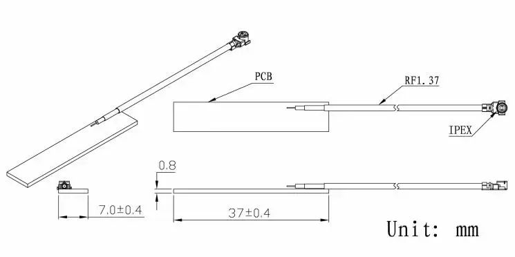 800~2100Mhz Internal PCB GSM 2G 3G Antenna With Ipex U.Fl Connector - ANKUX.COM