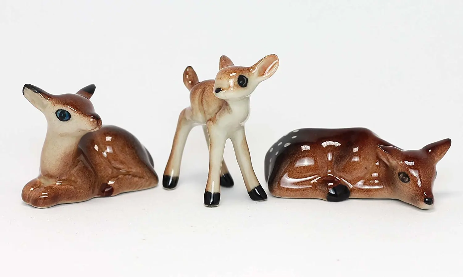 Ceramic Deer Set Figurine Miniature Hand Painted