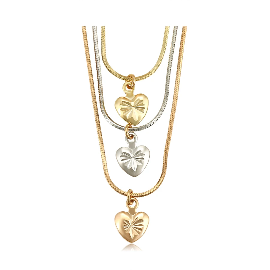 

45685 Xuping 14k, ,18k,925 sliver color gold plated women tri heart shape necklace jewelry