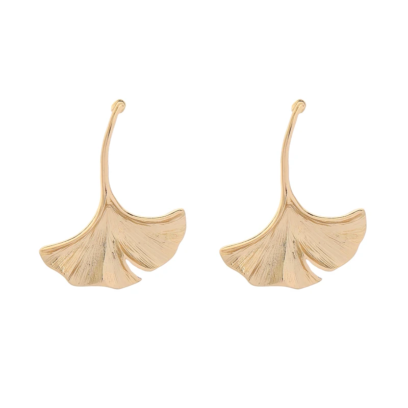 

ed01677c Ginkgo Leaf Earring Hot Cheap Gold Plated Jewelry 2019, As picture