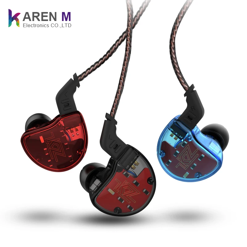 

New fashion KZ ZS10 1 dynamic 4 balanced armature driver hybrid technology earphone, Black/blue/red