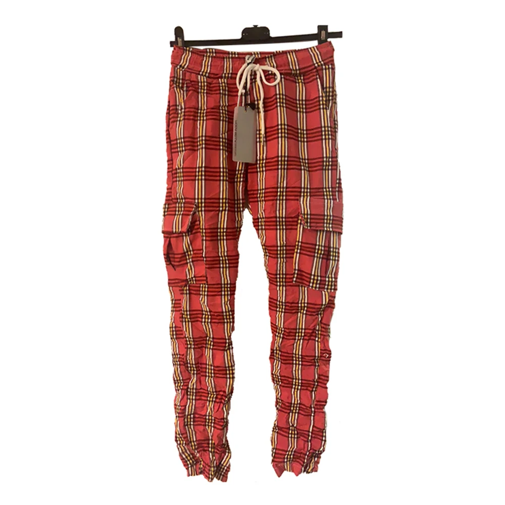 elastic plaid pants