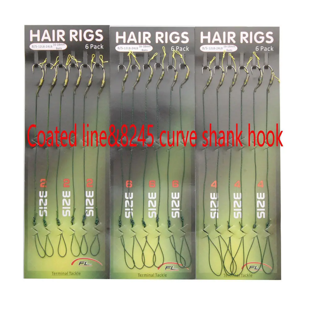 18pcs/bag Coated Line Carp Fishing Leader Hair Rigs With Wide Gape Carp Hooks Antitangle Rig