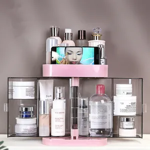 Image of Make up Storage Organizer Box Rotating Make up Organizer MultiFunction Clear Make up Organizer