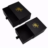 Luxury custom spot uv logo matte black drawer cardboard border box pull out gift boxes packaging with ribbon and satin cloth