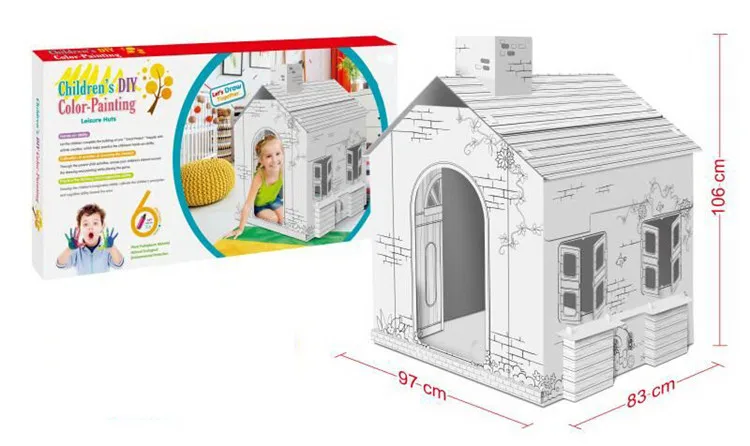 Activity Diy Coloring Cardboard Painting Paper House For Kids - Buy