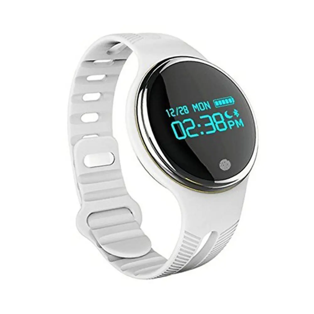 OWIKAR New Smart Sports Watch Bracelet Waterproof Fitness Tracker Smart Wristband E07 Pedometer Sleep Monitor Watches OLED Screen Bluetooth Sync For Android IOS iphone Samsung Smartphones (white)