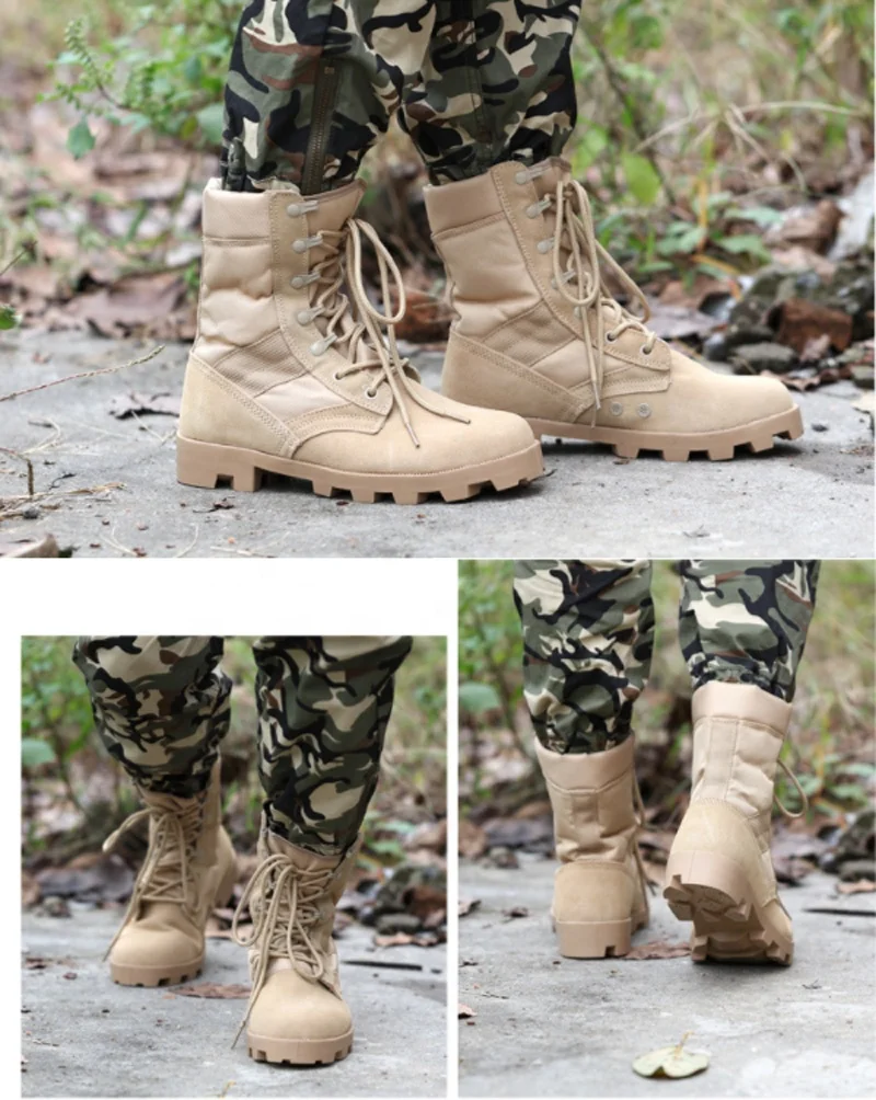 Special Purpose Military Soldier Combat Boots High Cut Suede Leather ...