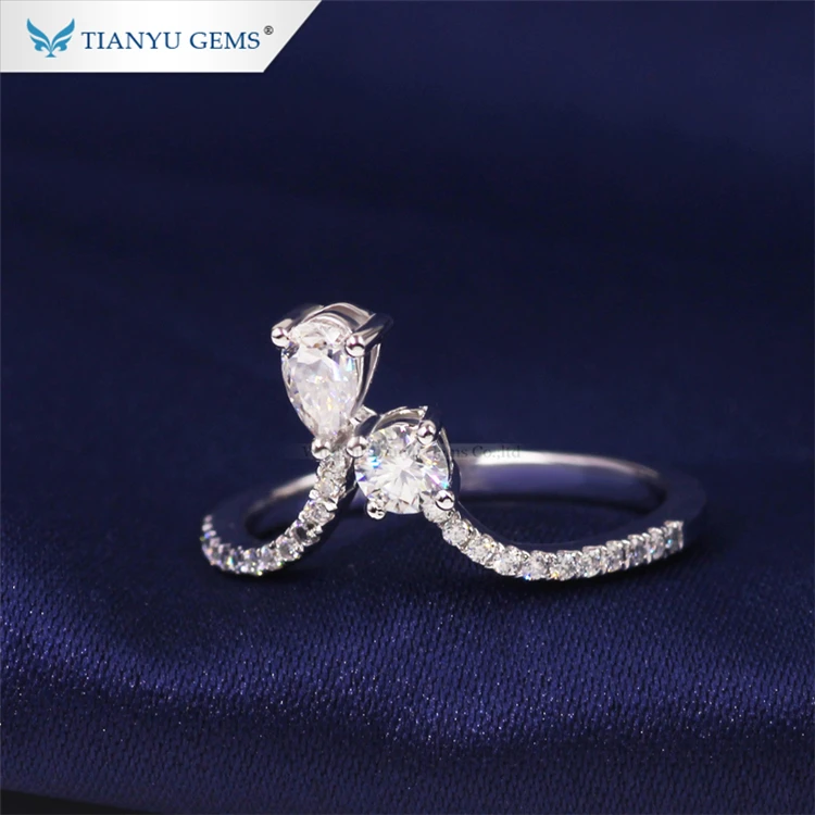 

Tianyu gems fine irregular cheap jewellery 925 sterling silver gold plated moissanite ring for girls