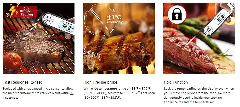 FDA批准数字即时读取厨房肉类食品烧烤烹饪温度计