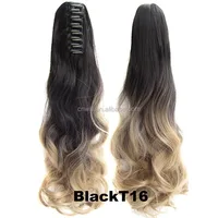 

55cm Long Wavy Curly Colorful Ombre Claw Pony tail Synthetic Hair Extensions synthetic hair ponytail 170grams 12colors