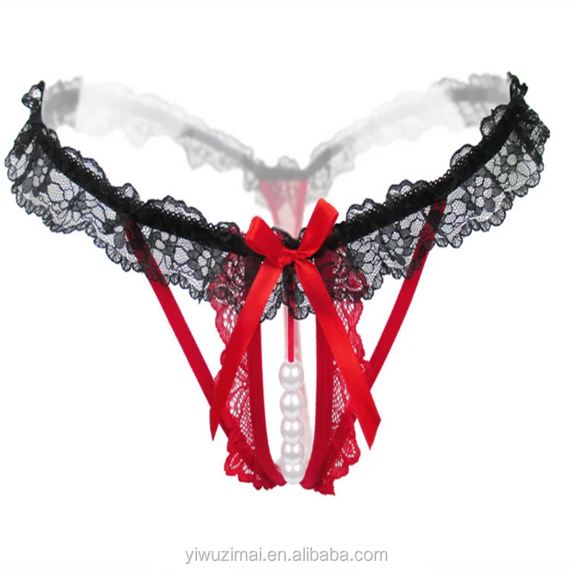 

Ladies Lace Lingerie Pearl G-string Thong Briefs Underwear Panties, Shown