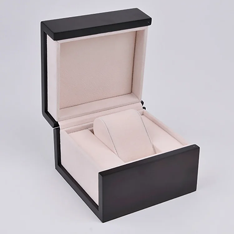 

Luxury black matte lacquer painting men's and lady's wooden single watch box