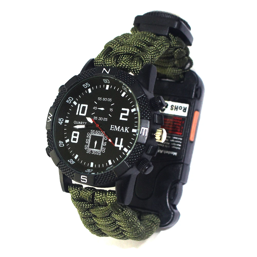 

Survival Gear Multi-functional laser light Paracord watch, Multiple colors to choose from