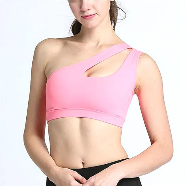 one shoulder yoga bra