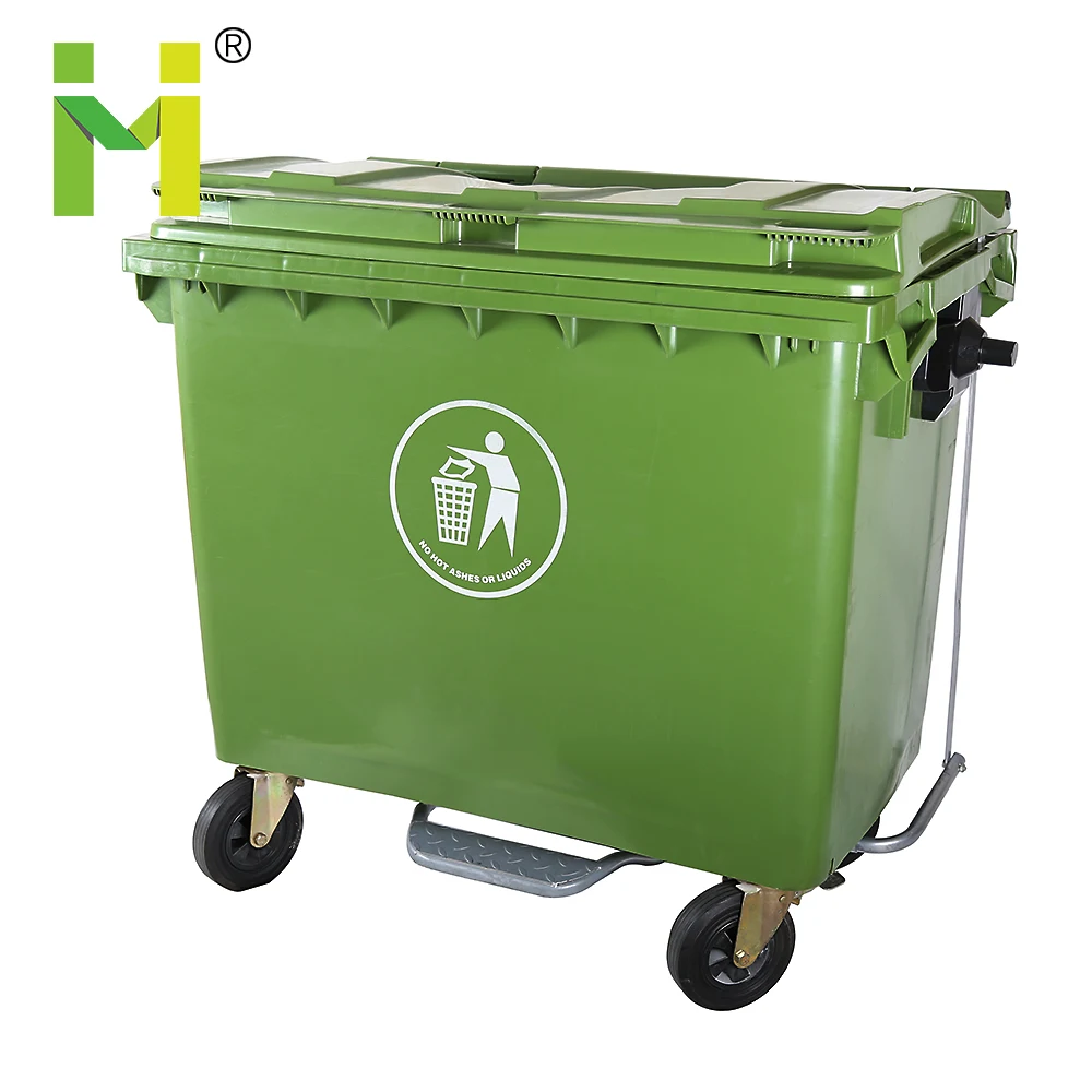 1100l 1100 liters euro medical plastic trash container with lid and wheels