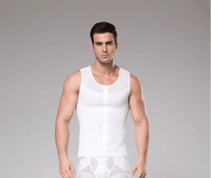 Mens Slimming Body Shaper Vest/T-Shirt With Zipper