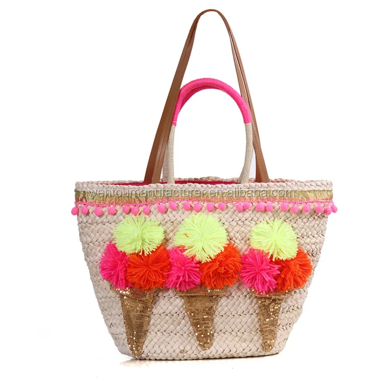 Wholesale Personalized Pom Pom Straw Bag - Buy Straw Bag,Pom Pom Straw Bag,Wholesale ...