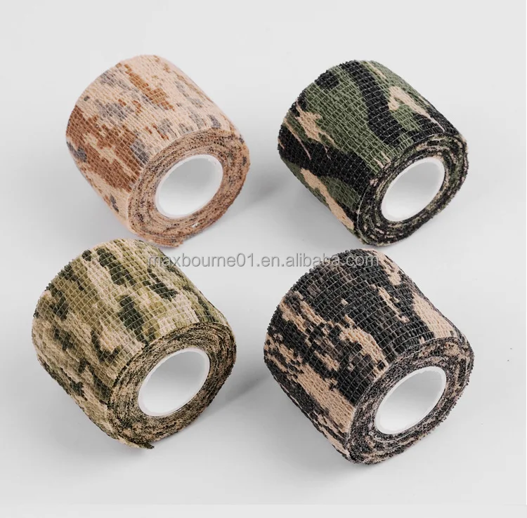 Hot selling 4.5m Outdoor Telescopic Camo Stretch fabric Bandage Camouflage casting Tape