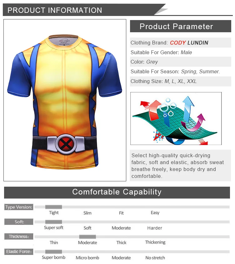 Customised 3D Printing shortsleeve tshirt marvel rash guard super hero t-shirts