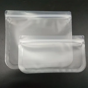 Image of custom 4-pack ziplock washable reusable silicone food storage bag with zipper seal