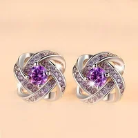 

Fashion 925 Sterling Silver Crystal Cross earrings for women Rhinestone Statement Fine Earrings Jewelry For Women Girls Gift
