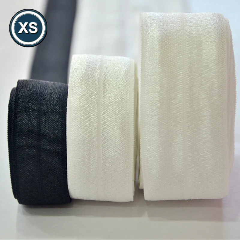 

10 mm black shiny fold over elastic band foldover elastic stain ribbon tape for bra