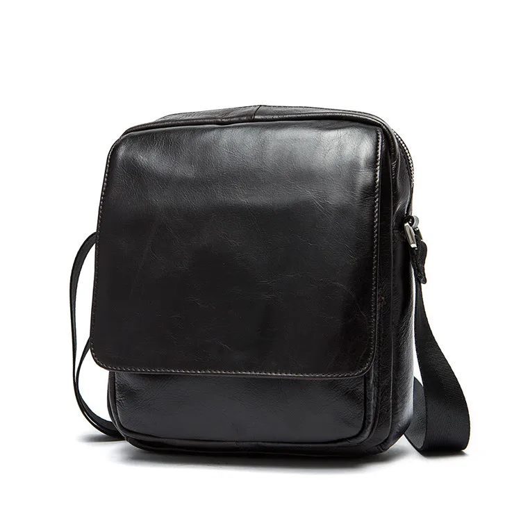 

NIUCUNZH Factory Wholesale 9109 Fashion Design Men's Genuine Leather Messenger Bags, Black