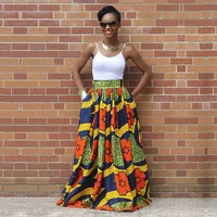 

African Print Skirt Batik Flothing For Women Lady Yellow Floral maxi Skirt High Waist Ankara Skirt Wax Clothing Cotton E1952