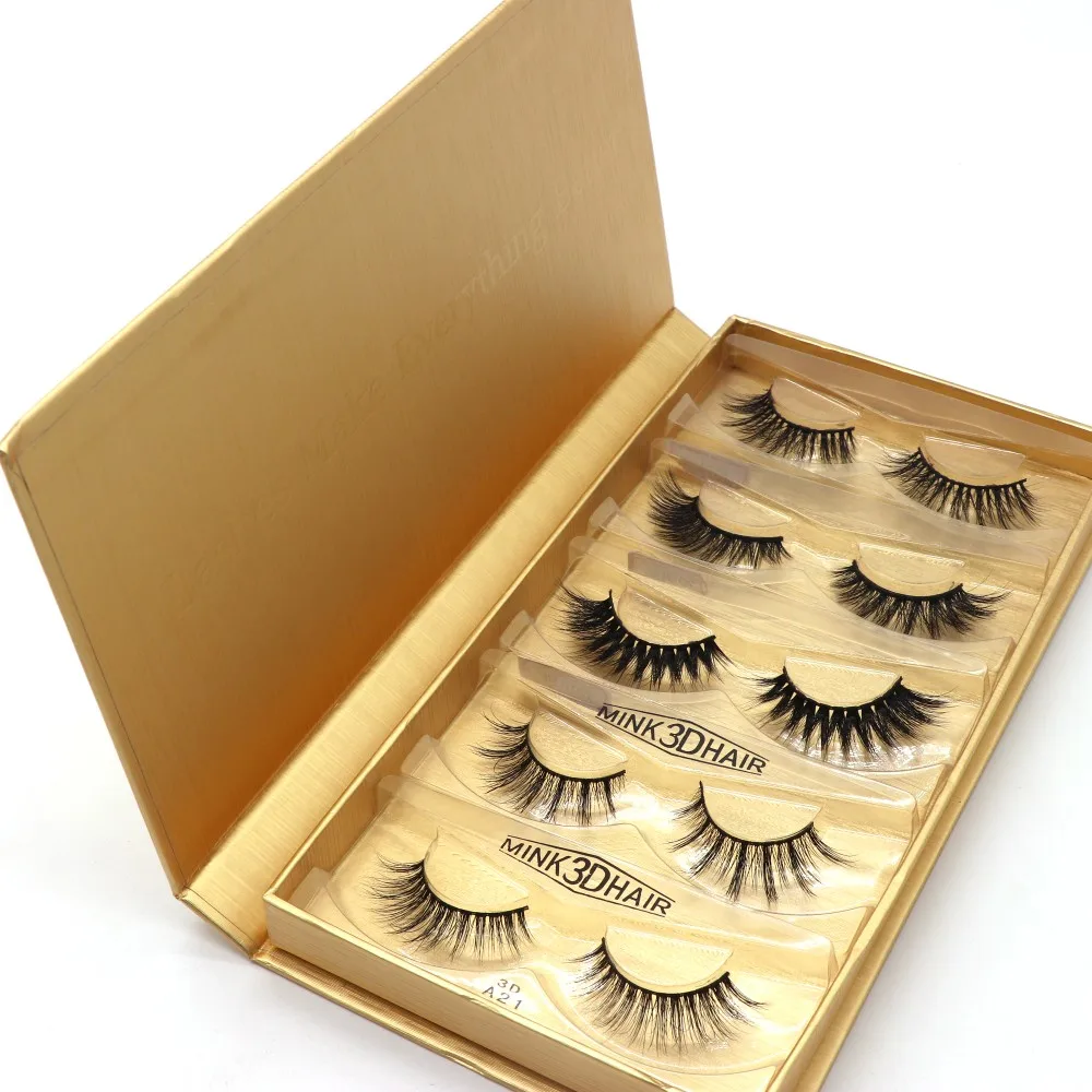 

Qingdao false eyelashes custom 5 pairs of private label eye lash tray, Natural black